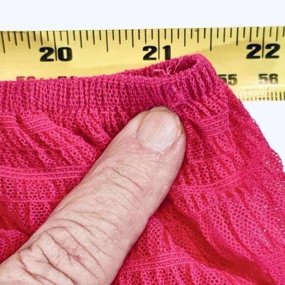 Frilly Romantic Fuchsia Crop Top Women Small Bishop Sleeve Textured Off Shoulder - Picture 12 of 16